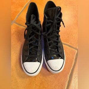 Converse Women's Platform Black and White Glitter High-Top Sneakers